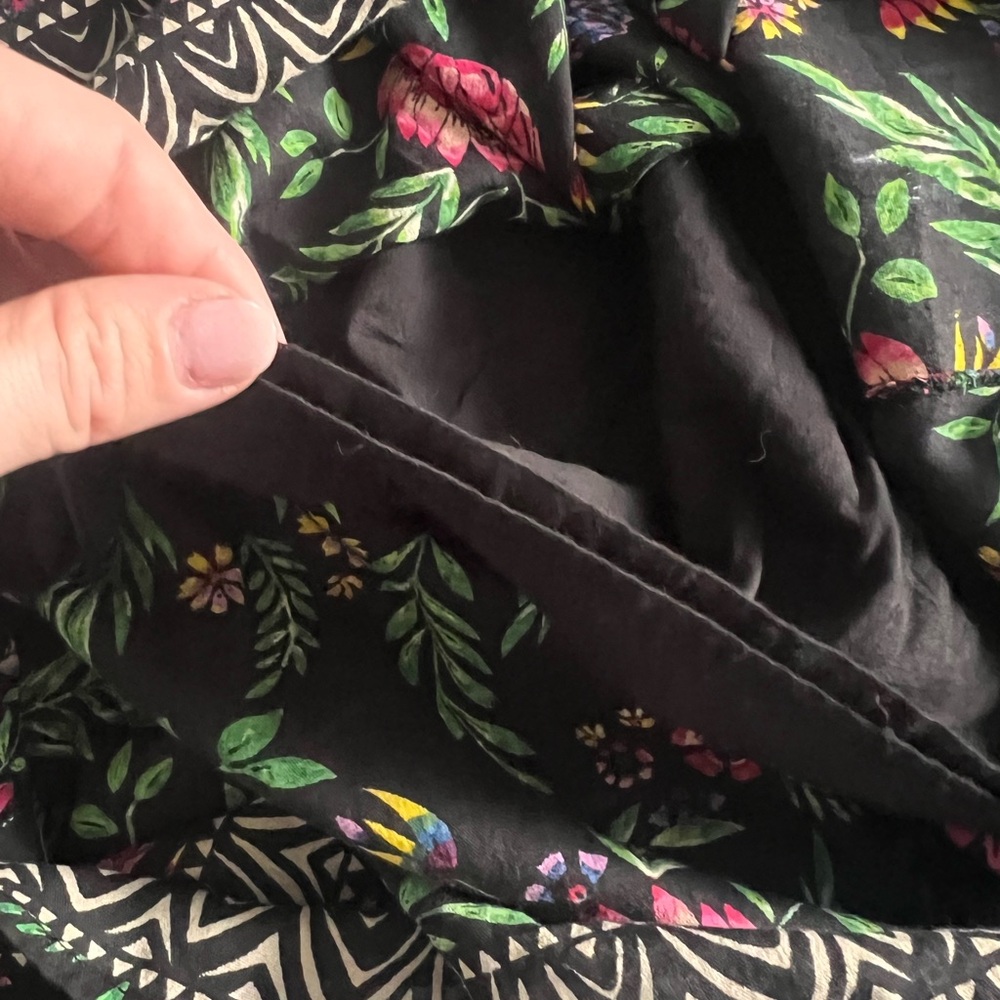 Patrons of Peace Black Midi Dress with Pink & Green Floral Print - Picture 7 of 8